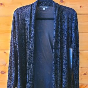 NWT- Black Sheer with Velvet Pattern Cardigan